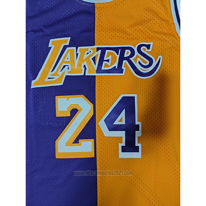 Camiseta Los Angeles Lakers Kobe Bryant #24 Mitchell & Ness 1996-97 Split Amarillo Violeta